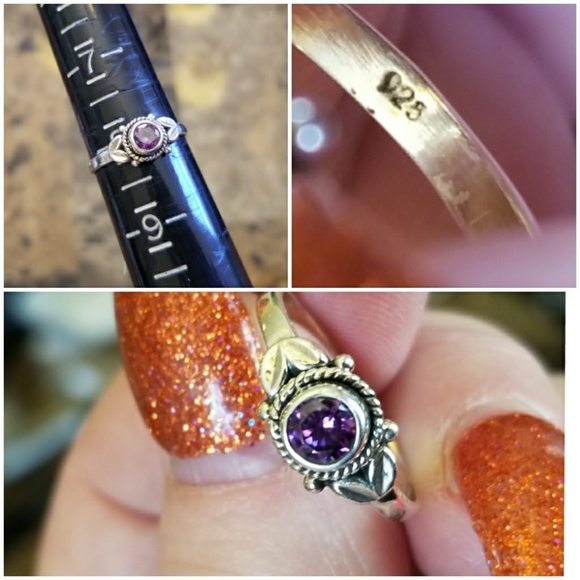 Genuine 1ct Amethyst Minimalist band ring size 8 - Picture 4 of 4